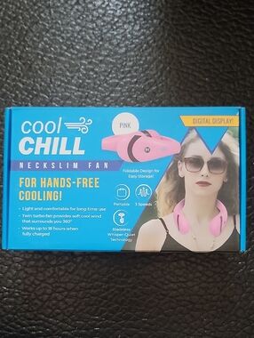 Cool Chill Neckslim Pink Hands-Free Digital Personal Fan